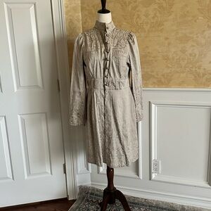 High color beige paisley linen coat blazer size large